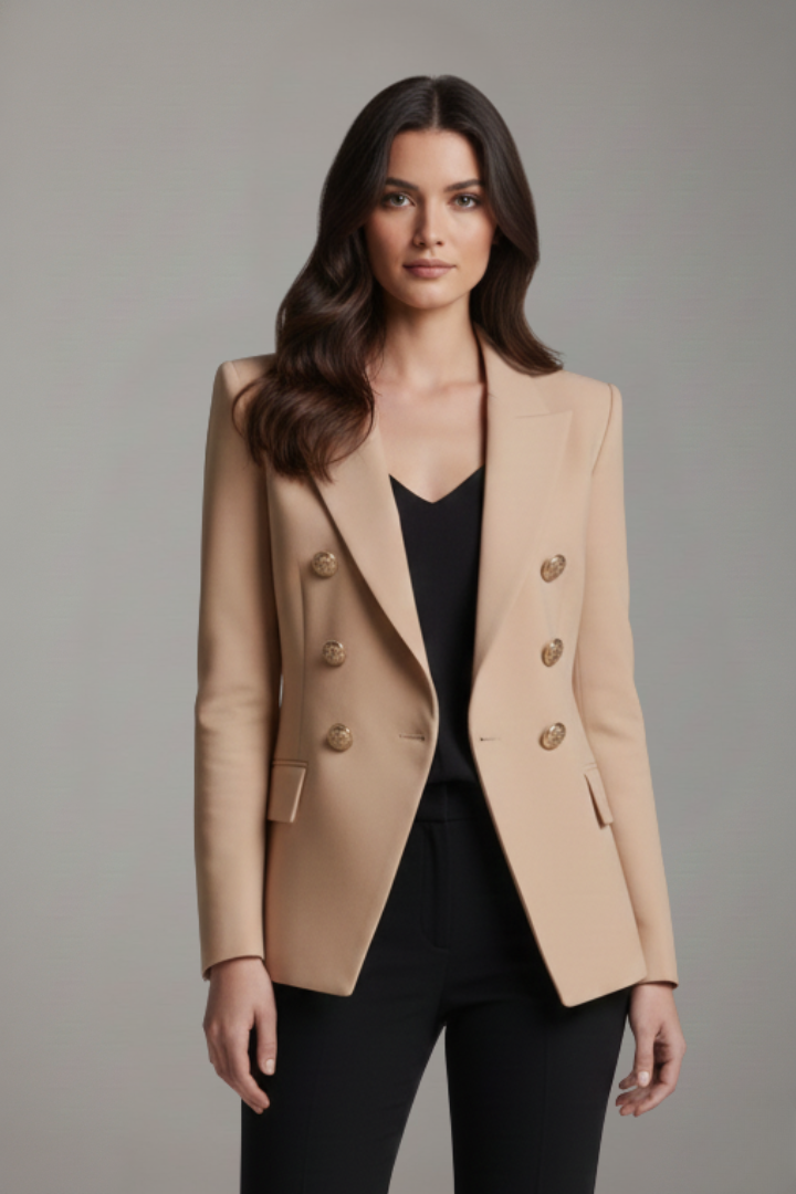 Women's Blazer with Double-Breasted and Gold Buttons