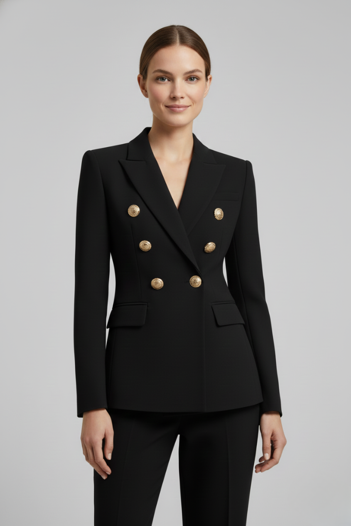 Women's Blazer with Double-Breasted and Gold Buttons