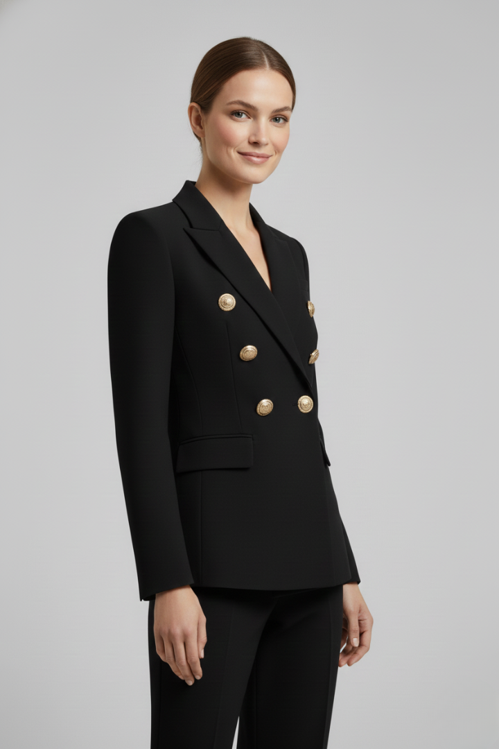 Women's Blazer with Double-Breasted and Gold Buttons