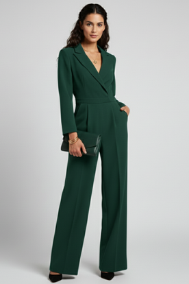 Women's Jumpsuit with Wrap Front and Defined Waist in Red - View 6.0 | Roselva