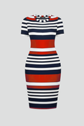 Women's Knee-Length Dress with Short Sleeves