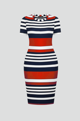 Women's Knee-Length Dress with Short Sleeves