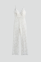 Blonde-jumpsuit til kvinder med V-udskæring