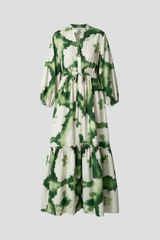Women's Maxi Dress with V-Neck and Long Sleeves
