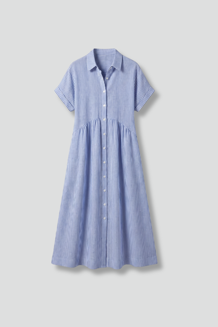 Women's Midi Dress with Collar with Buttons