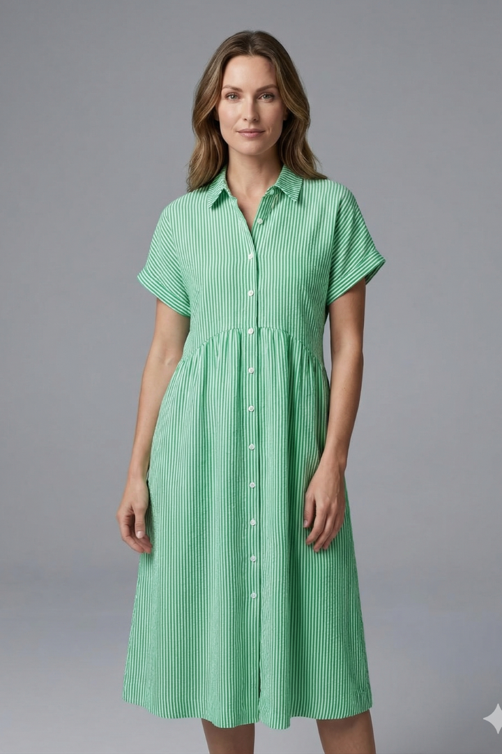 Women's Midi Dress with Collar with Buttons