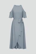 Women's Midi Dress with Halter Neckline and Asymmetric Hem