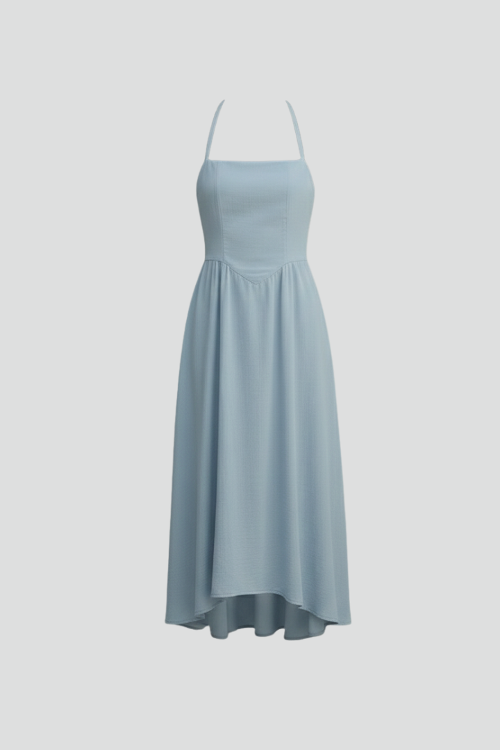 Women's Midi Dress with Square Neckline