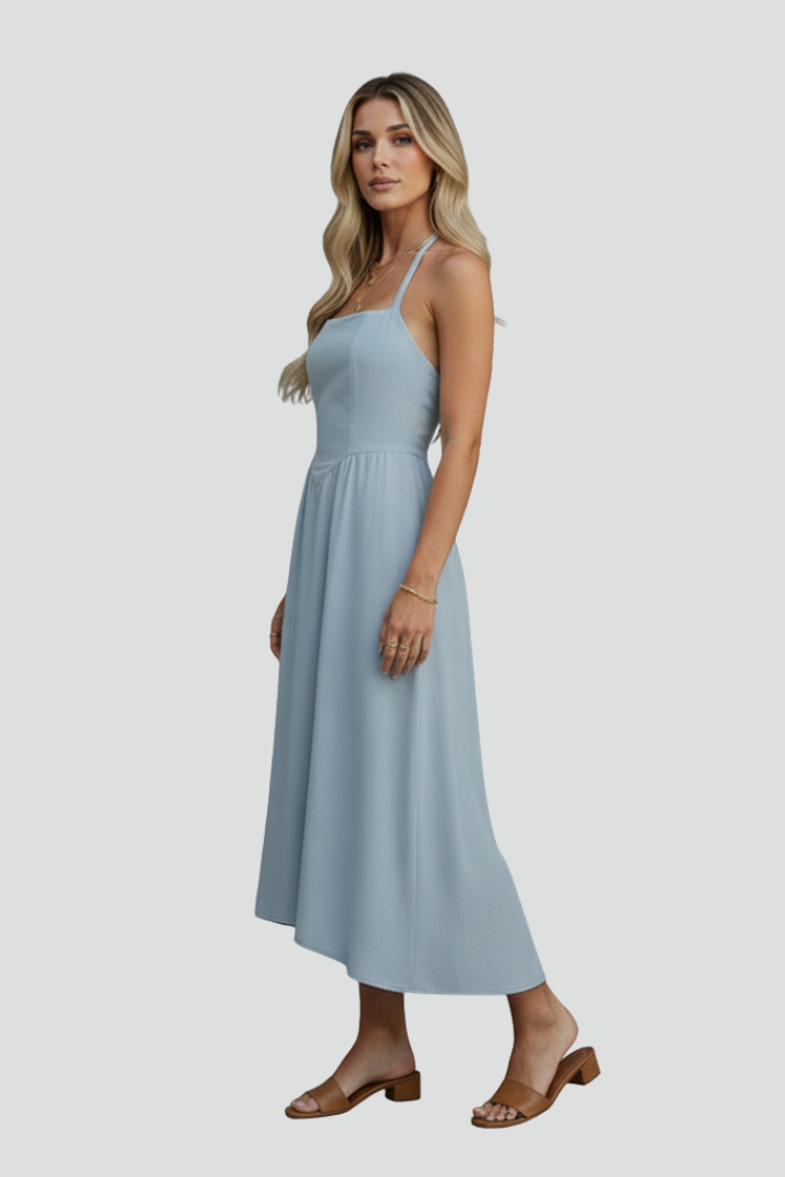 Women's Midi Dress with Square Neckline