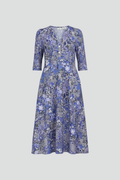 Women's Midi Dress with V-Neck and 3/4 Sleeves