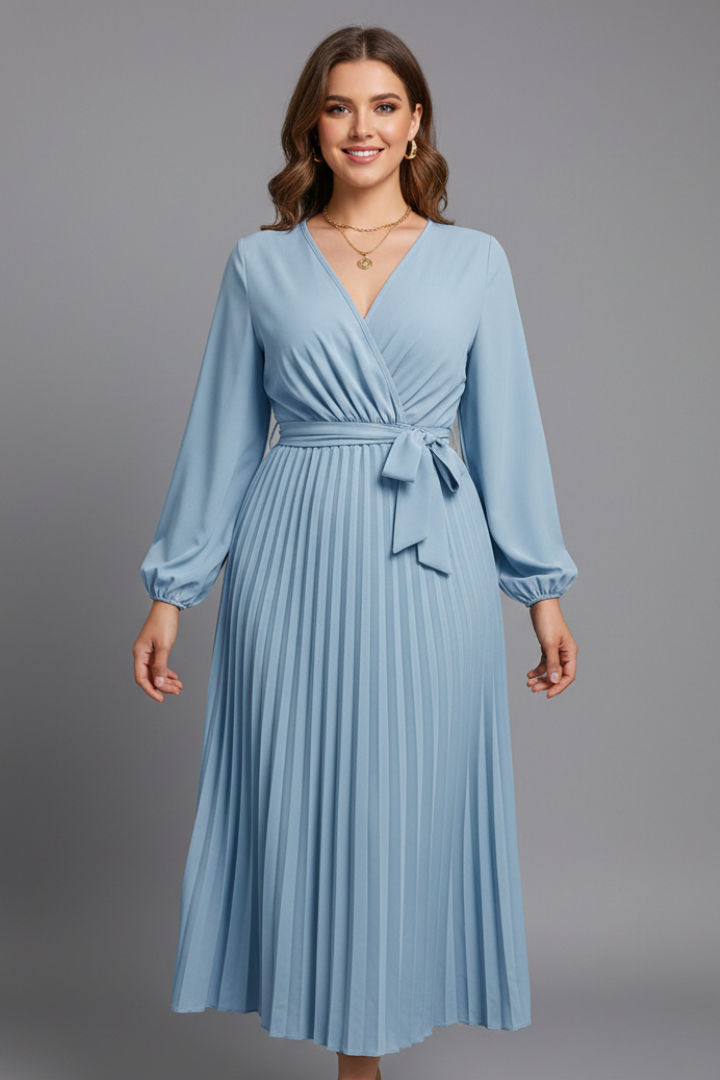 Women's Midi Dress with V-Neck