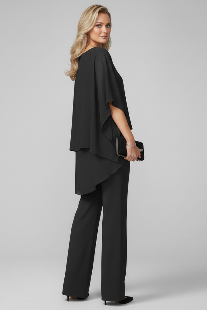 Women's Off-Shoulder Jumpsuit with Elastic Waist in Black - View 3.0 | Roselva