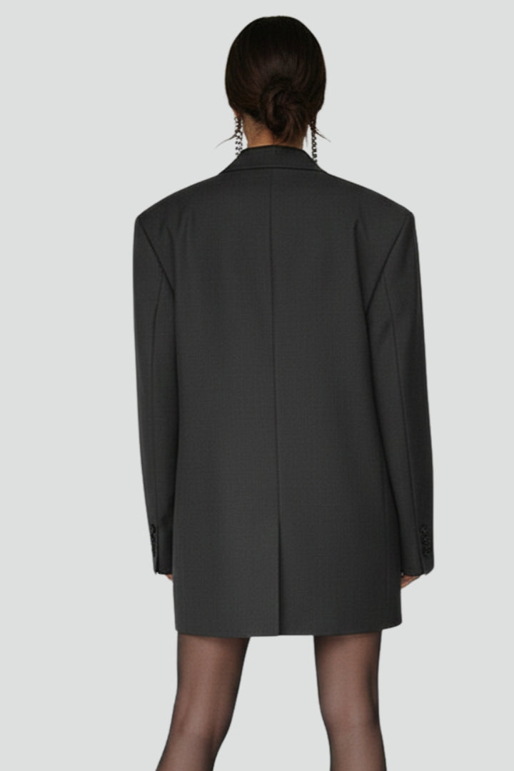 Women's Blazer with Oversized Cutd and Notched Collar