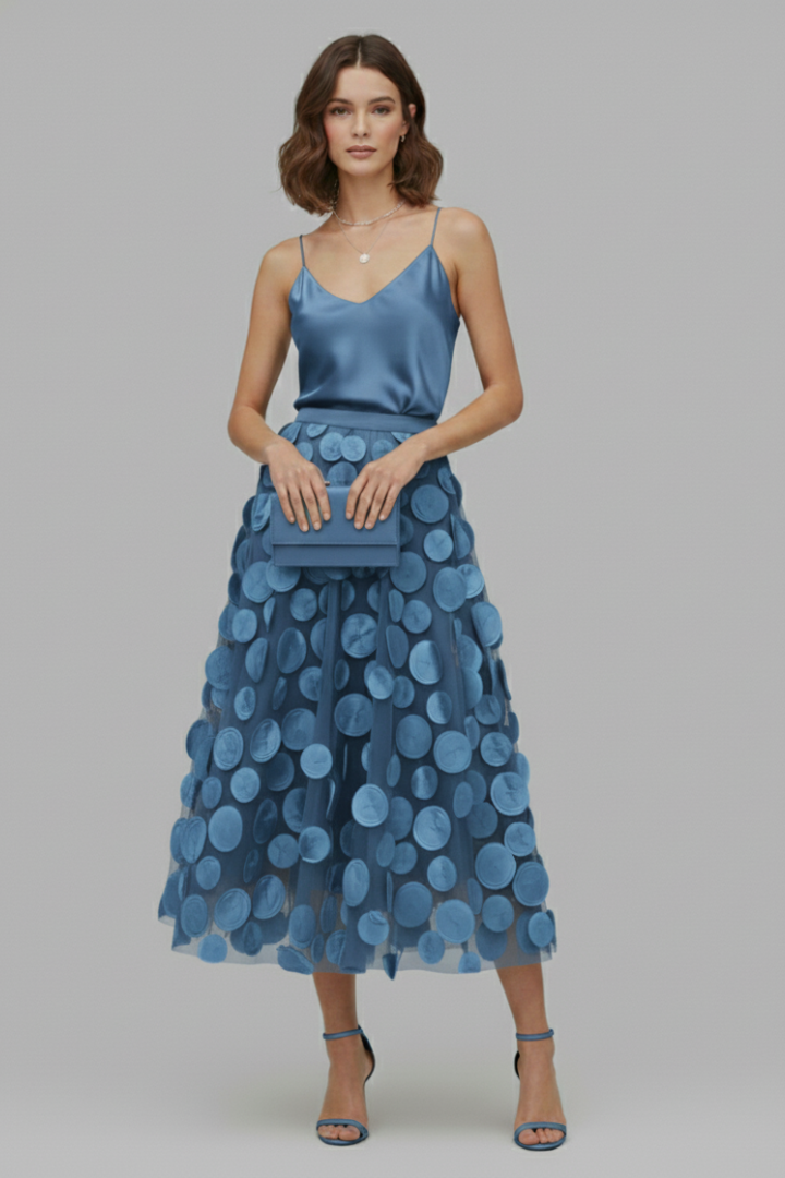 Women's Polka Dot Full Skirt in Black - View 11.0 | Roselva