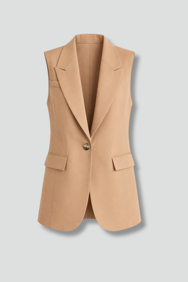 Women's Blazer without Sleeves with Notched Collar and Pockets