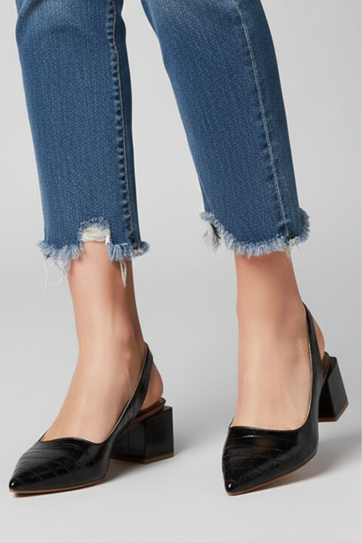 Women's Pointed Toe Slingback Heels with Adjustable Strap in Brown - View 6.0 | Roselva