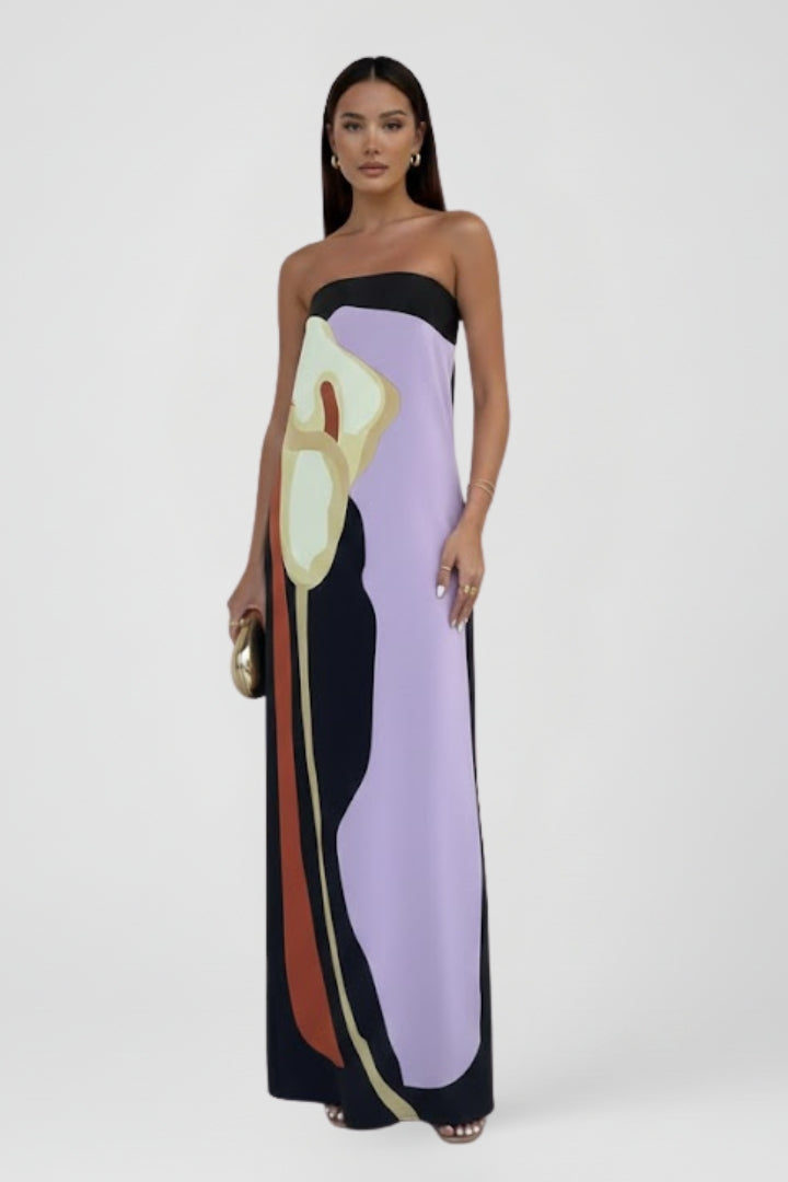 Women's Maxi Dress with Pattern and Off-the-Shoulder Design in Green - View 8.0 | Roselva