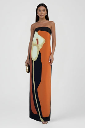 Women's Maxi Dress with Pattern and Off-the-Shoulder Design in Green - View 7.0 | Roselva