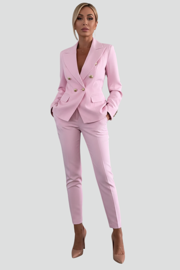 Women's Suit Set with Blazer and Straight Trousers in Black - View 8.0 | Roselva
