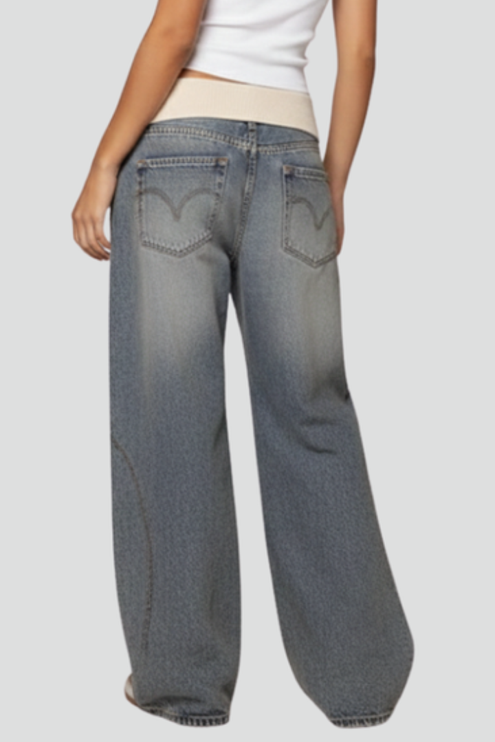 Women's Wide Leg Jeans with Loose Fit in Light Blue - View 3.0 | Roselva