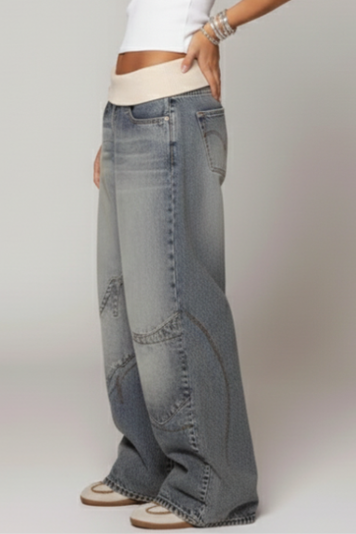 Women's Wide Leg Jeans with Loose Fit in Light Blue - View 4.0 | Roselva