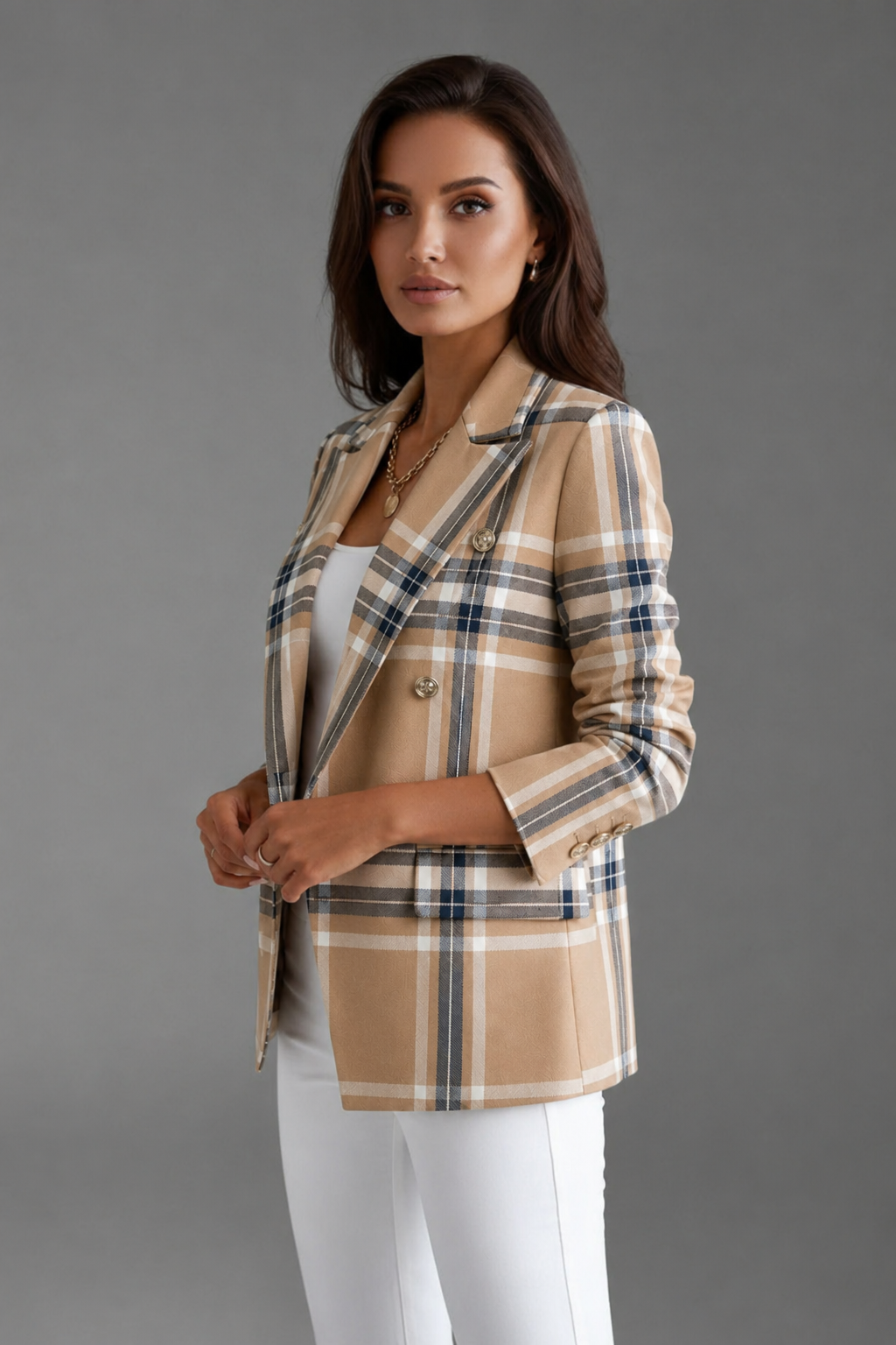 Women's Blazer with Lapels and Textured Surface
