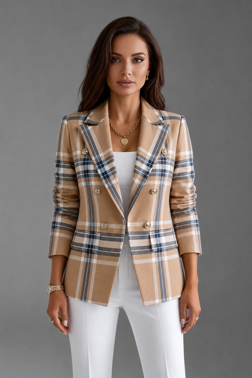 Women's Blazer with Lapels and Textured Surface