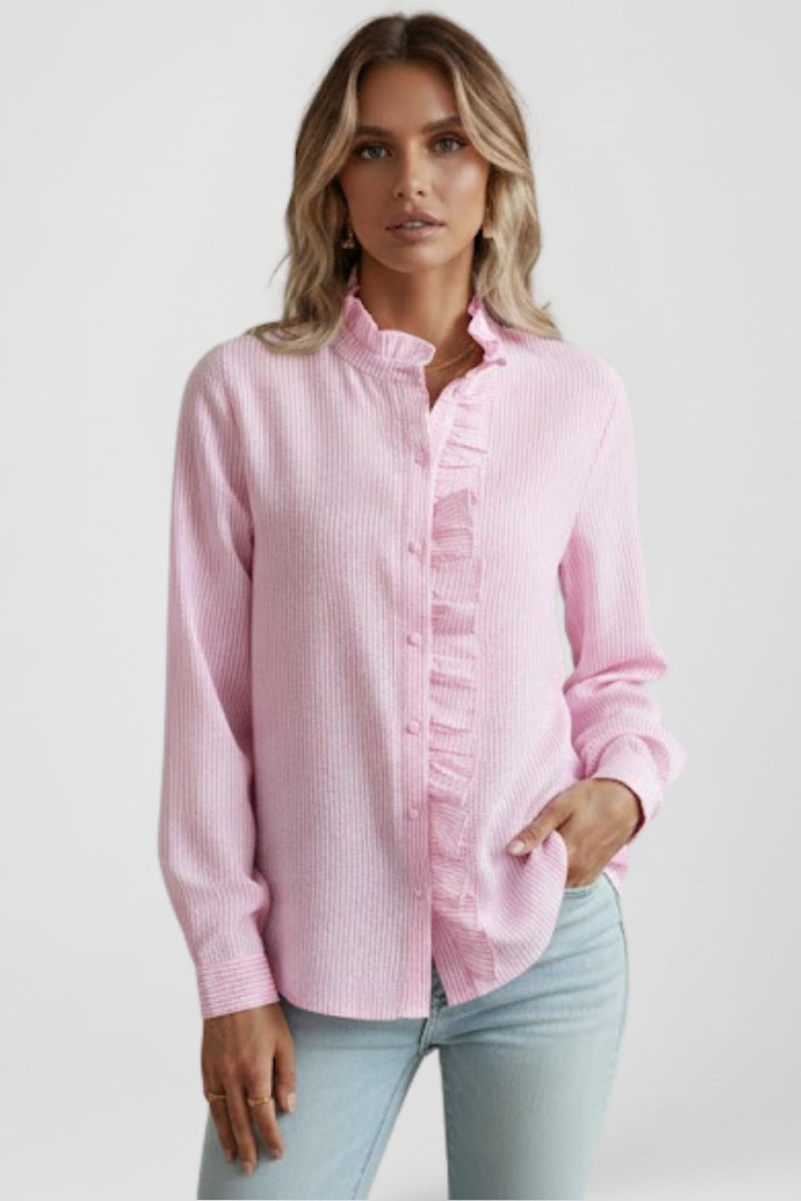 Women's Long Sleeve Blouse in White - View 6.0 | Roselva