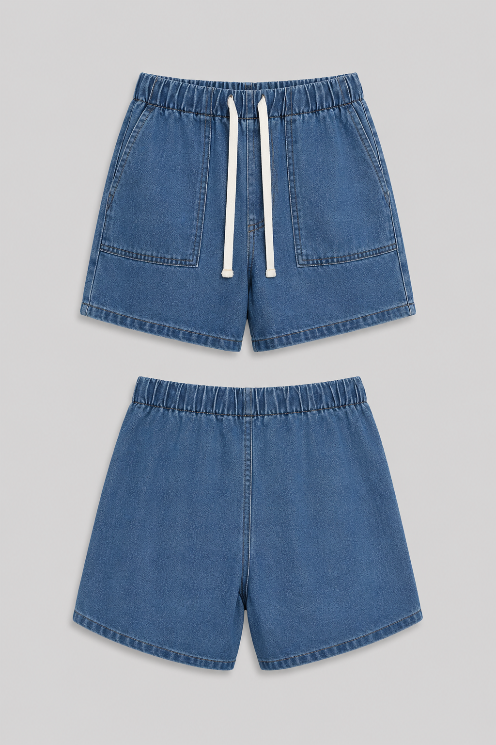 Women's Denim Set with Short Sleeves and Shorts