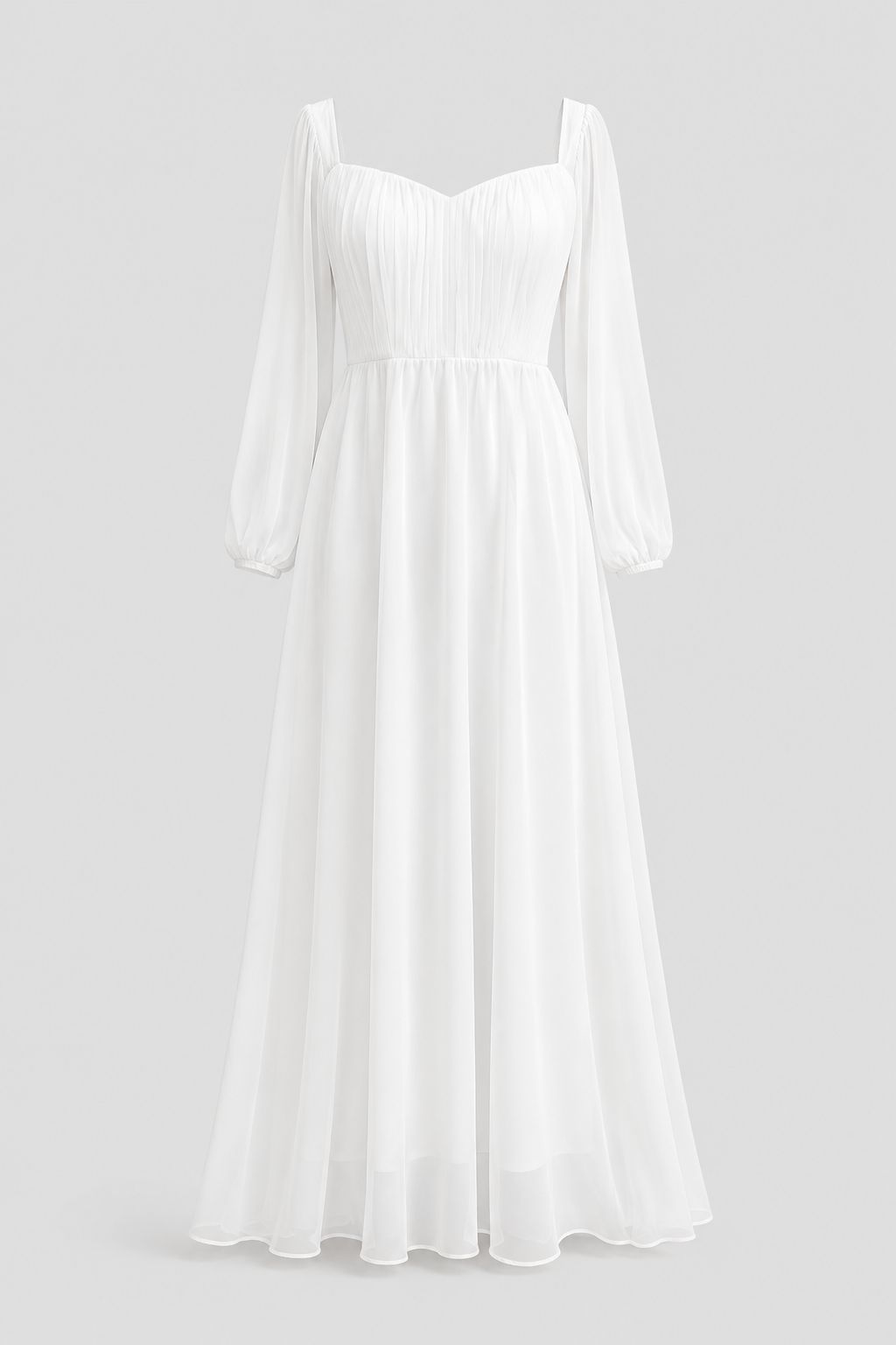 Women's Maxi Dress with Sweetheart Neckline and Long Sleeves