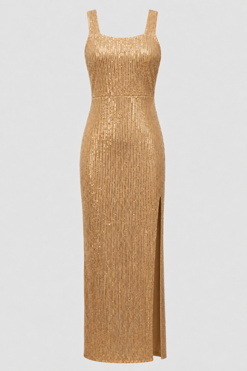 Women's Sleeveless Maxi Dress with Square Neck and Sequin Pattern