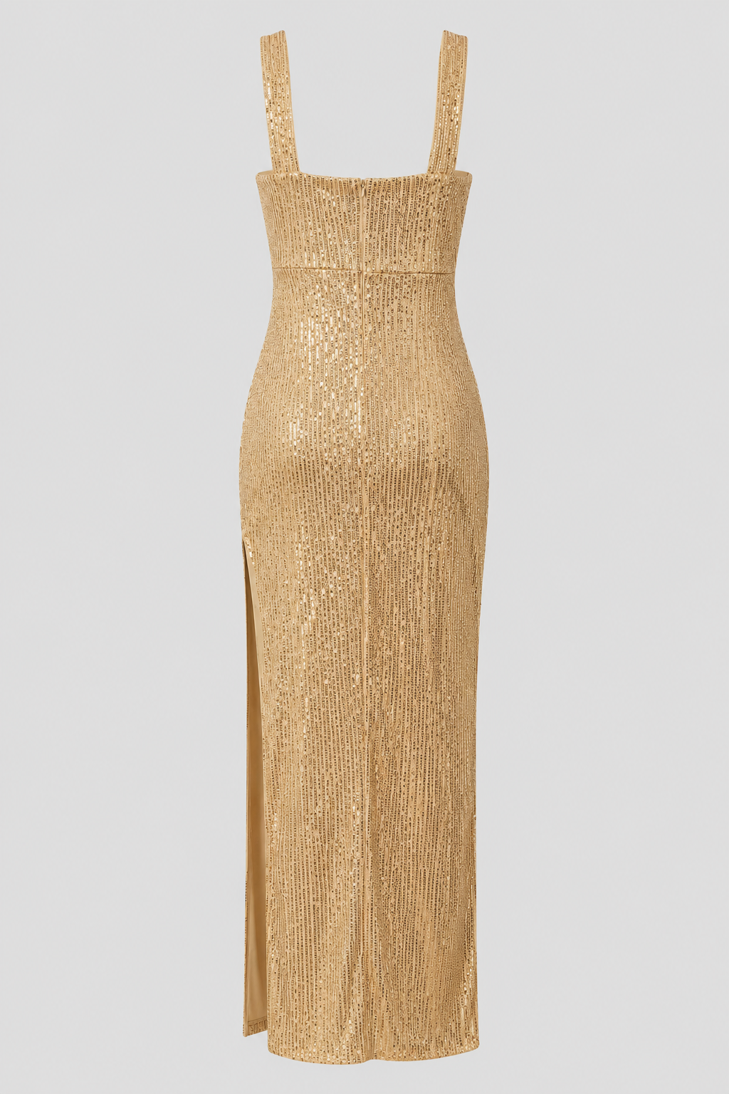 Women's Sleeveless Maxi Dress with Square Neck and Sequin Pattern