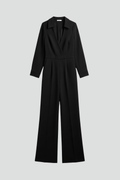Kvinders jumpsuit med skjortekrave og vide ben