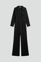 Kvinders jumpsuit med skjortekrave og vide ben