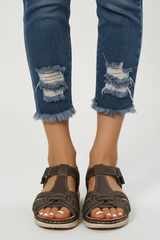 Women's Buckle Sandals – Open-Toe Summer Slip-On Shoes