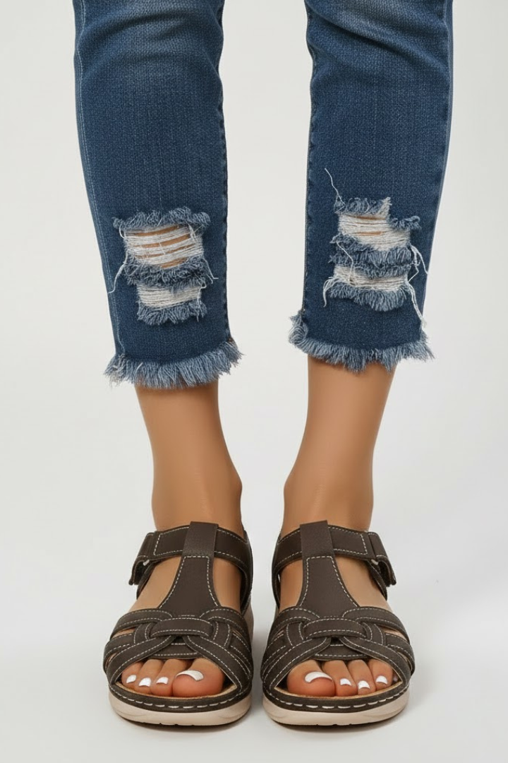 Women's Buckle Sandals – Open-Toe Summer Slip-On Shoes