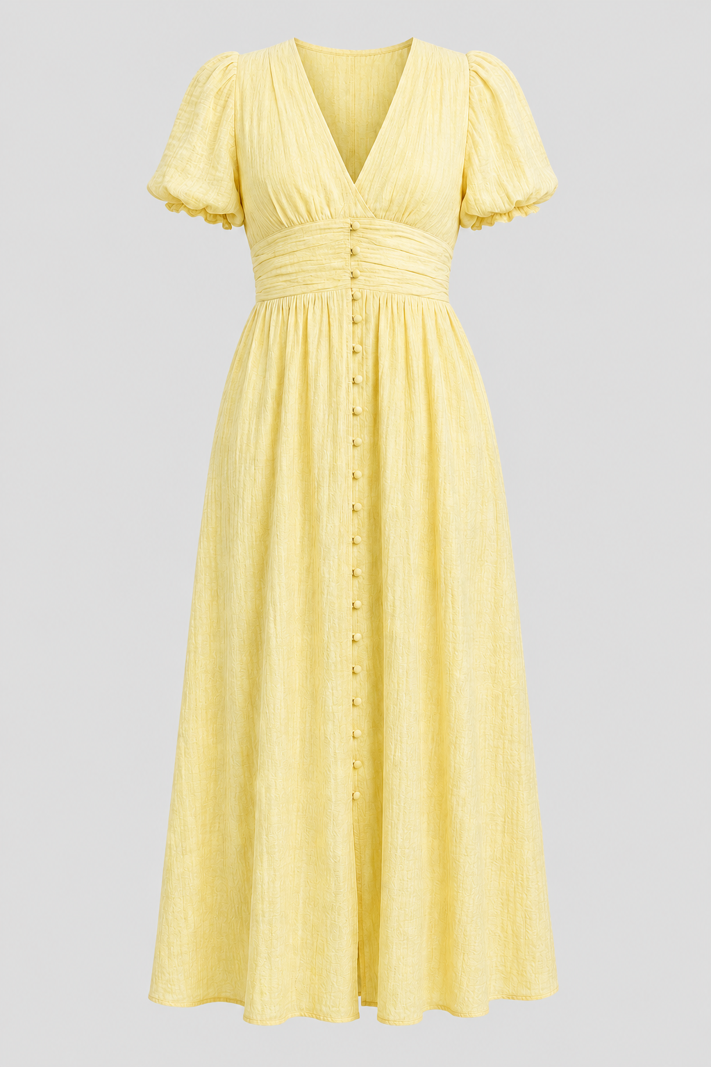 Women's Long Maxi Dress with Puff Sleeves