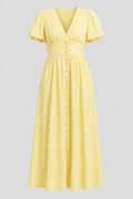 Women's Long Maxi Dress with Puff Sleeves