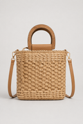 Woven-Style Basket Shoulder Bag