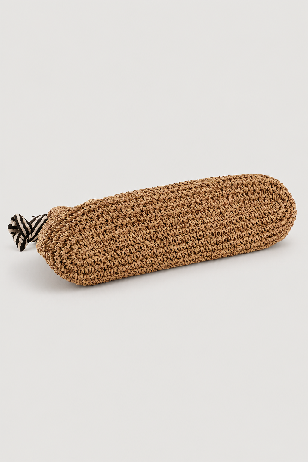 Woven Straw Hobo Bag with Patterned Knot Strap