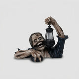 Zombie Garden Figure with Lantern - Resin Halloween Decor