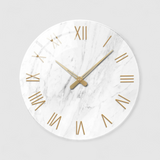 Marble-Effect Wall Clock – Gold Roman Numerals & Classic Elegance