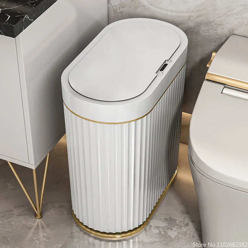 Touchless Waste Bin - Modern Vertical Ribbed Design