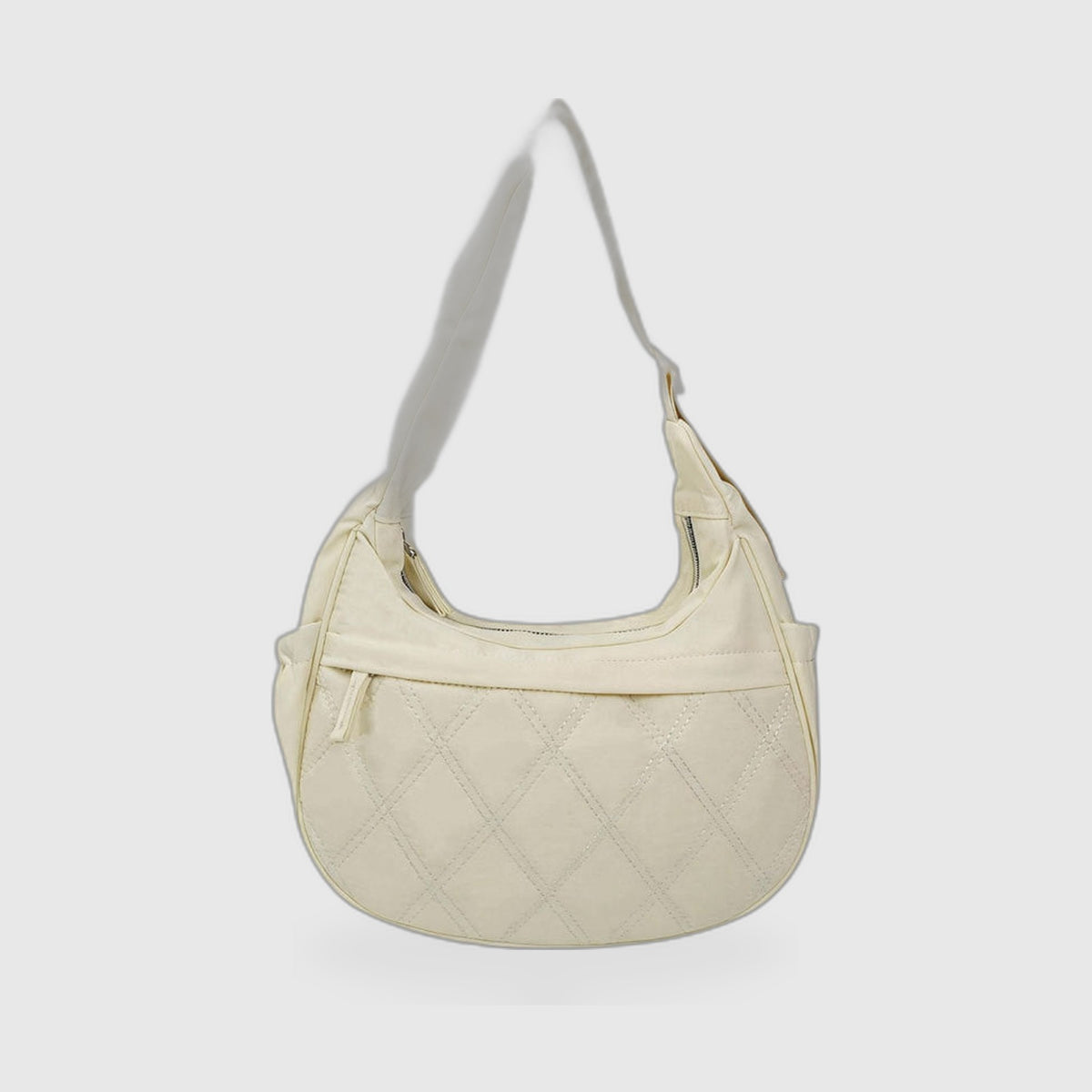 Quilted Crescent Hobo Bag – Diamond-Stitch Shoulder Bag