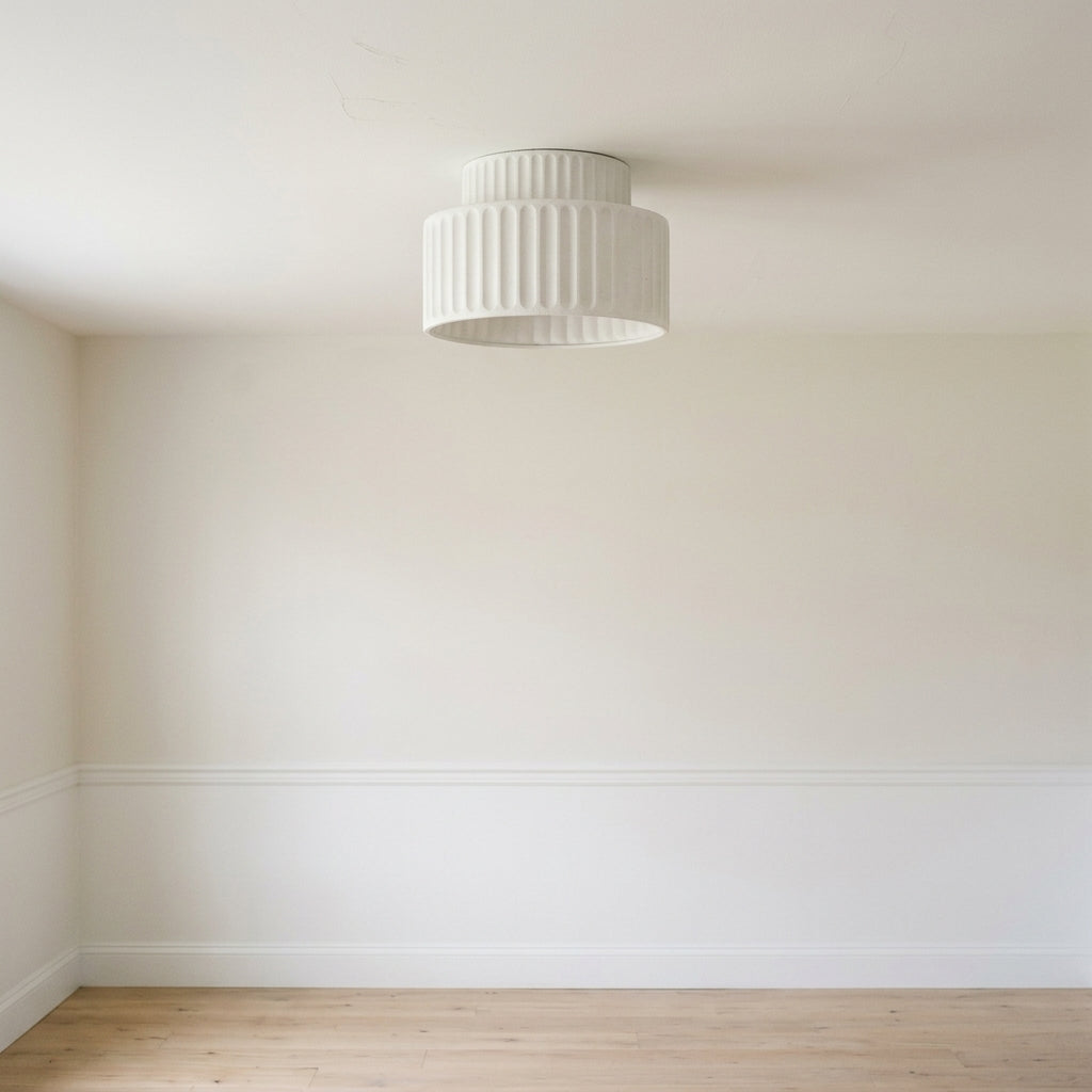 Ribbed Ceiling Lamp - Two-Tier Drum Design