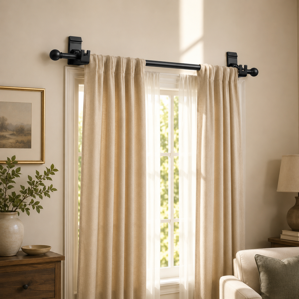 No-Drill Curtain Rod Brackets (Pair)