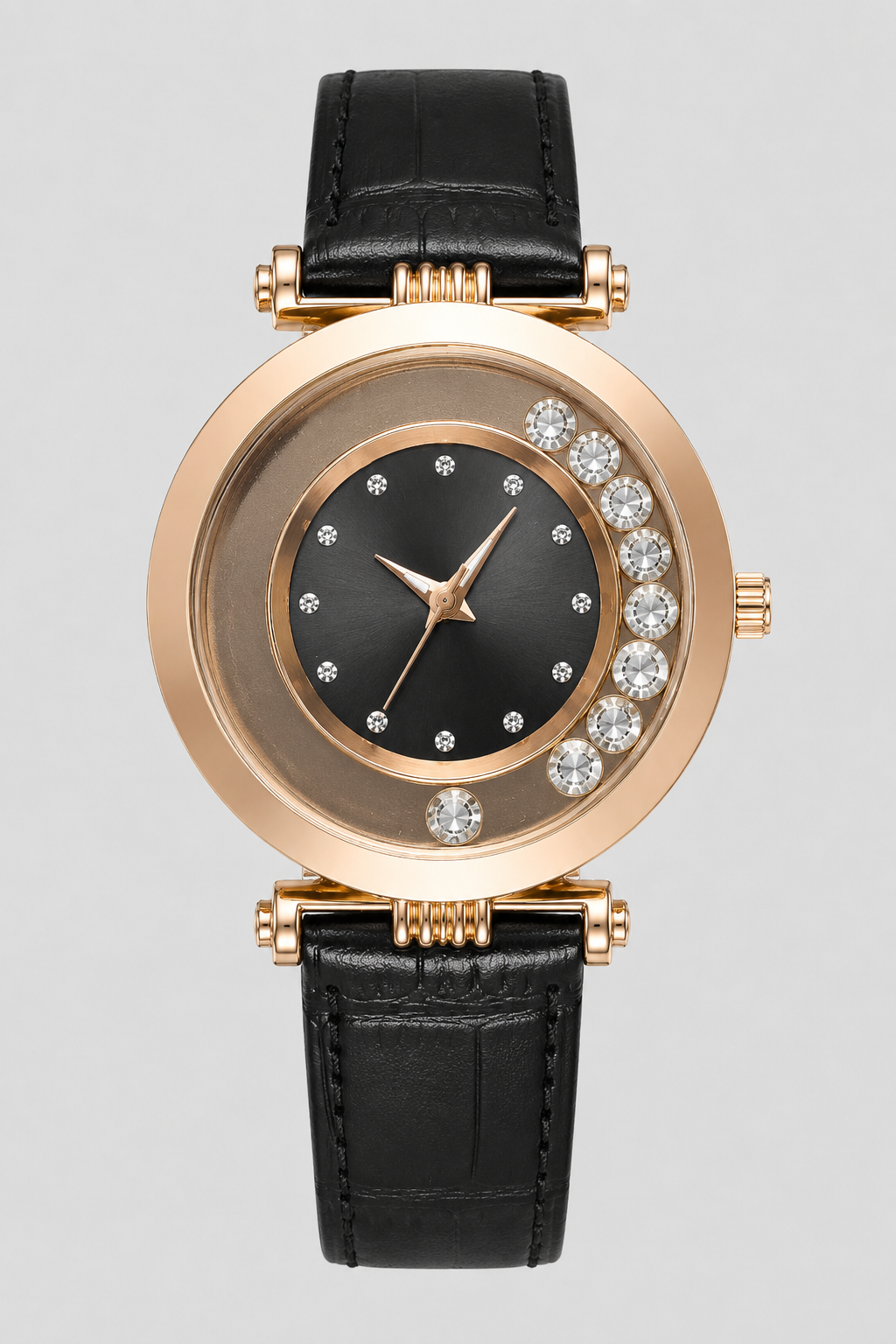 Elegant Floating Crystal Crescent Women's Watch