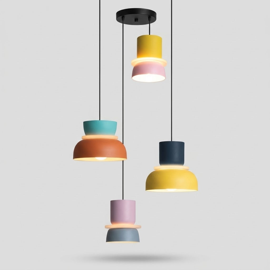 Nordic Metal LED Pendant Light Macaron Tiered Shade