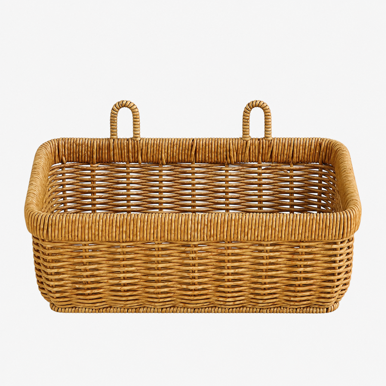 Hand-woven wall-mounted storage basket