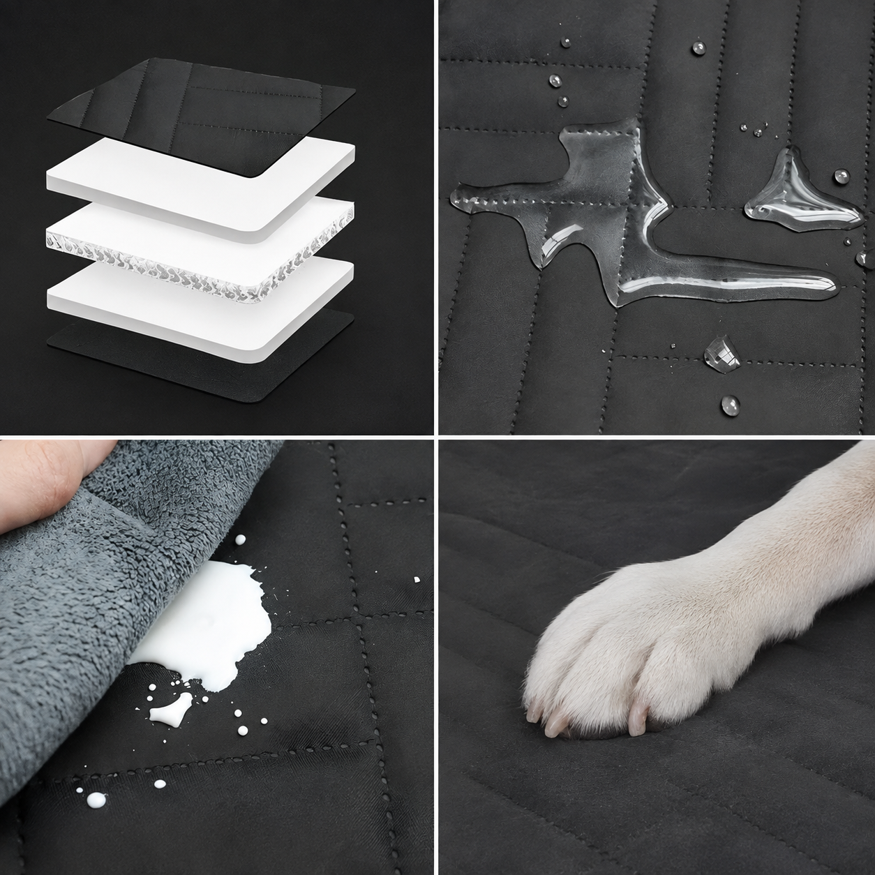 Waterproof Black Car Seat Cover for Dogs - Universal, Extendable, Non-Slip, Full Protection